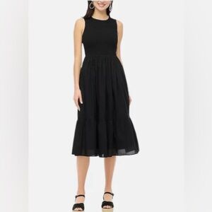 J. Crew Womens black smocked midi dress